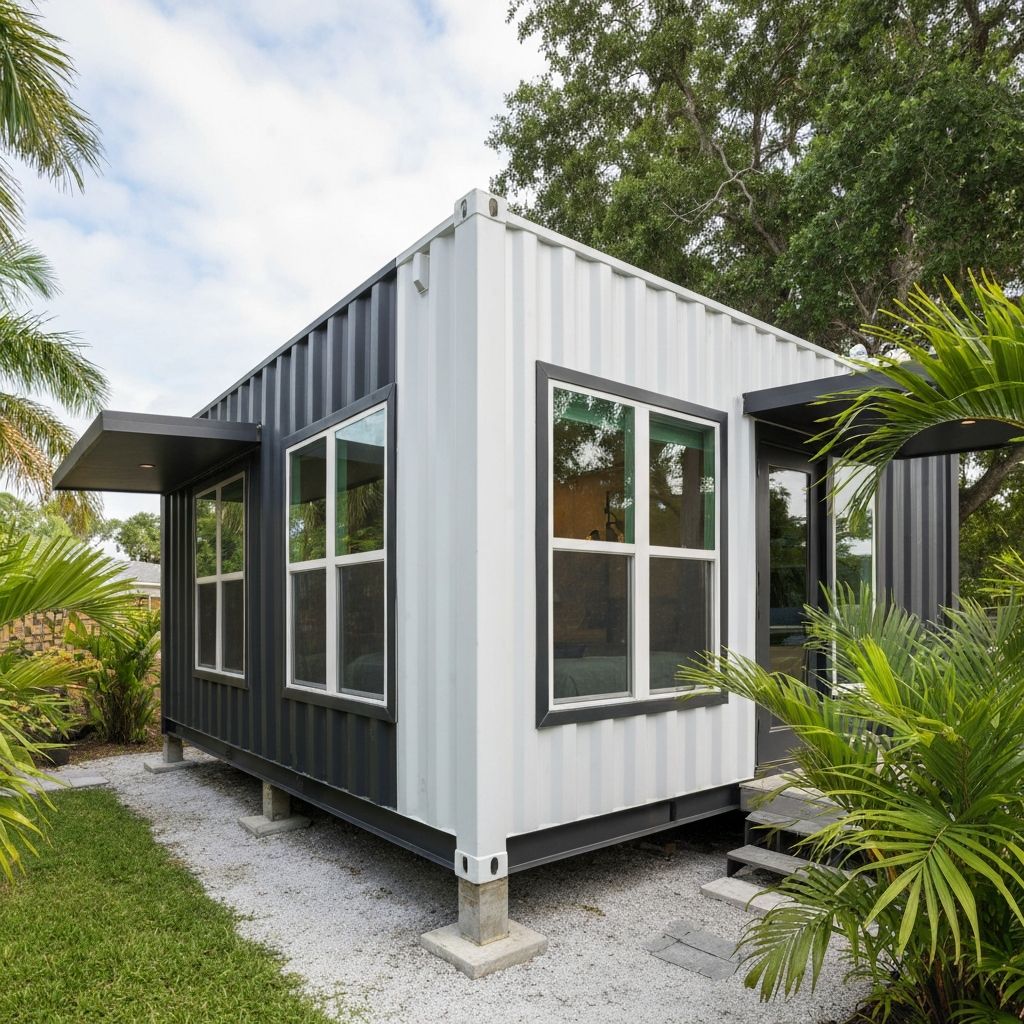 20ft container studio ADU on permanent foundation